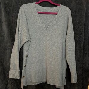 Maurices Gray V-Neck Sweater with Ribbed Hem
